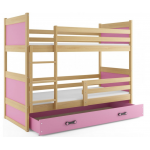Poschodová posteľ Rico prírodno-ružová 200cm x 90cm